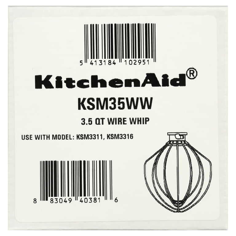 KitchenAid 6-Wire Whip for 3.5 Quart Tilt Head Stand Mixers, Metallic
