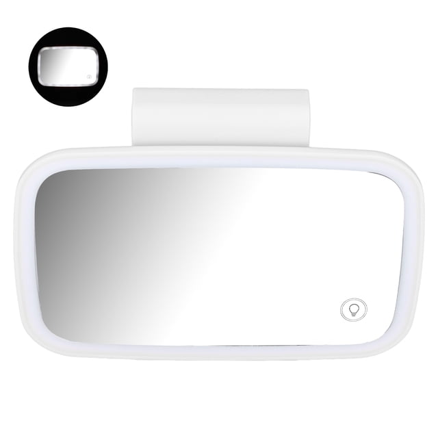 LED Sun Visor Mirror Touch Screen Surround Lighting Vanity with Retractable Back for Car Makeup Universal ABS Material