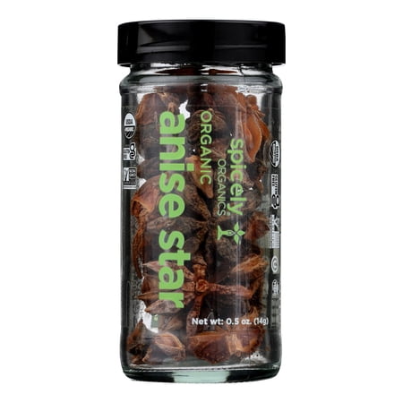 Spicely Organic Anise Star Whole 0.50 Ounce Jar Certified Gluten Free
