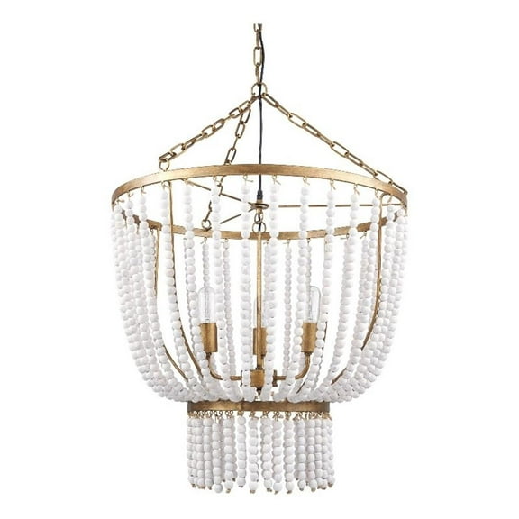 Mercana Rhone Gold Metal And Wood Beaded Chandelier