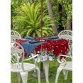 thumbnail image 2 of Outdoor Tablecloth with Umbrella Hole and Zipper, Red Christmas Round Table Cloth 54 Inch Waterproof Tablecloth, Xmas Snowman Snowflake Green Tree Picnic Table Cover for Patio Camping, 2 of 7