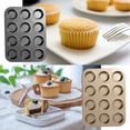 thumbnail image 4 of Bandeja para hornear magdalenas DIY de 6/12 tazas, molde de acero antiadherente, bandeja para hornear huevos, molde para pasteles y magdalenas, Herramientas y accesorios para hornear oro doce Inteprter HA001646-04, 4 of 6