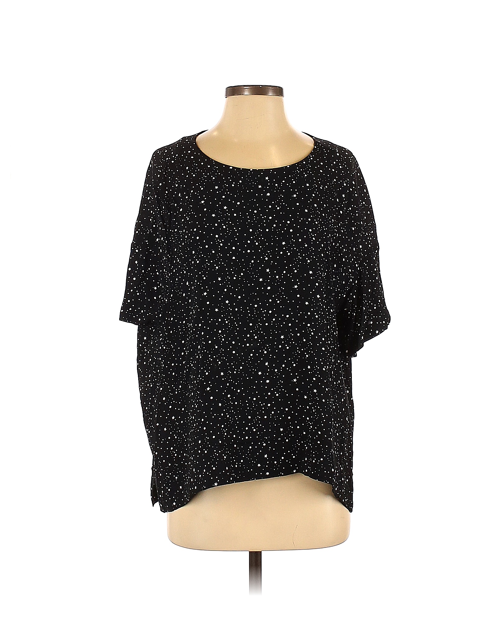 Chemisier Manches Courtes Noir Taille 12 (petite) - 65% Polyester 35% Coton - Occasion Très Bon état