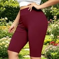 thumbnail image 2 of Women's Plus Size Yoga Workout Shorts, High Waist Butt Lifting Elastic Waistband, Solid Active Shorts for Running Gym Training | TruHer,Red 5XL, 2 of 8