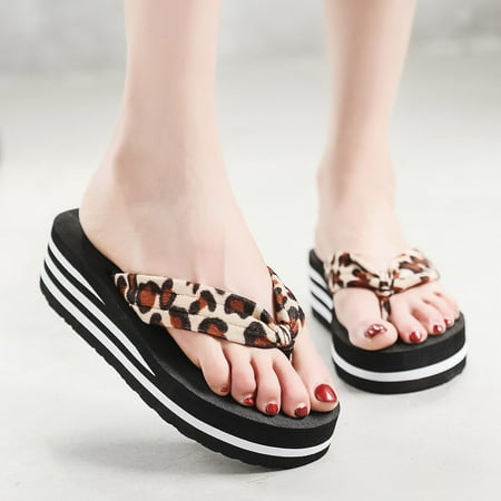 

Alueeu Women Flip Flops Fashion Women Summer Slip On Leopard Print Comfortable Shoes Beach Open Toe Breathable Sandals Flip Flops