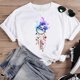 thumbnail image 4 of Camiseta de manga corta con cuello redondo y estampado de dinosaurio para mujer, moda de los años 90, con dibujos animados, para verano, 4 of 5