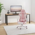 thumbnail image 2 of Furniwell Gaming Racing Computer PC Office Desk Chair - Adjustable Swivel High Back Carbon Fiber Style PU Leather Executive Ergonomic With Headrest and Lumbar Support (Pink), 2 of 17
