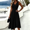 thumbnail image 5 of Ovbmpzd Womens And WomenʼS Plus Midi Wedding Guest Dresses Long Sleeves Swing Elegant formal Dresses V-Neck Black Sleeveless Tank Dresses,XXXL, 5 of 6