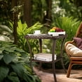 thumbnail image 3 of Outdoor Side Table Patio Wicker Coffee Table Outdoor End Table Rattan Bistro Table with Storage & Poly Lumber Table Top Square for Outside Balcony Porch Poolside Deck Brown, 3 of 7