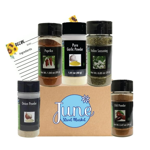 Encore Premium Basic Seasoning Starter 5 Piece Gift Set | Italian Seasoning, Chili Powder, Garlic Powder, Onion Powder, Paprika