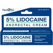 HemRid Maximum Strength Lidocaine Cream for Pain Relief. Fast-Acting Hemorrhoid Treatment Cream with 5% Lidocaine.