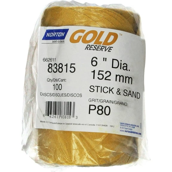 Norton 662611-83815 Gold Reserve 6" P80B PSA Disc Roll, (100 Discs/Roll)