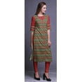 thumbnail image 3 of Bimba 3/4 Sleeve Printed Long Indian Straight Kurtis For Women Summer Wear Tunic, 3 of 6