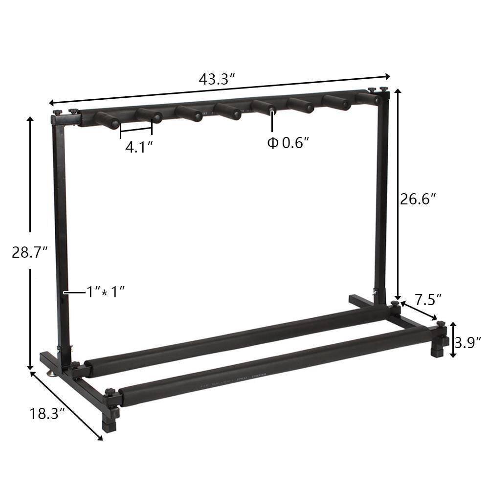 SONGMY Multi-Guitar Display Rack Folding Stand - Band Stage Bass & Acoustic Guitar, Black (7 Holder)