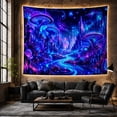 thumbnail image 6 of Bioluminescent Mushroom Forest with Glowing River in Cosmic Sky, Mystical Fantasy Art for Space Lovers, Alien World Wall Decor, Housewarming Gift Tapestry Wall Hanging for Bedroom and Dorm, 6 of 7