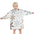 thumbnail image 3 of Light Christmas Snowflake Pattern Blanket Hoodies for Kids 6-13YR Oversize Wearable Blanket Hoodies for Boys Girls Teens, 3 of 7