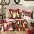 thumbnail image 6 of Lomyolo Merry Christmas Throw Pillow Covers Set of 4, 18x18 Inch Red Holiday Cushion Cases with Reindeer & Tree Print, Soft Xmas Decorations for Couch, Sofa, Winter Home Decor Gift, 6 of 6
