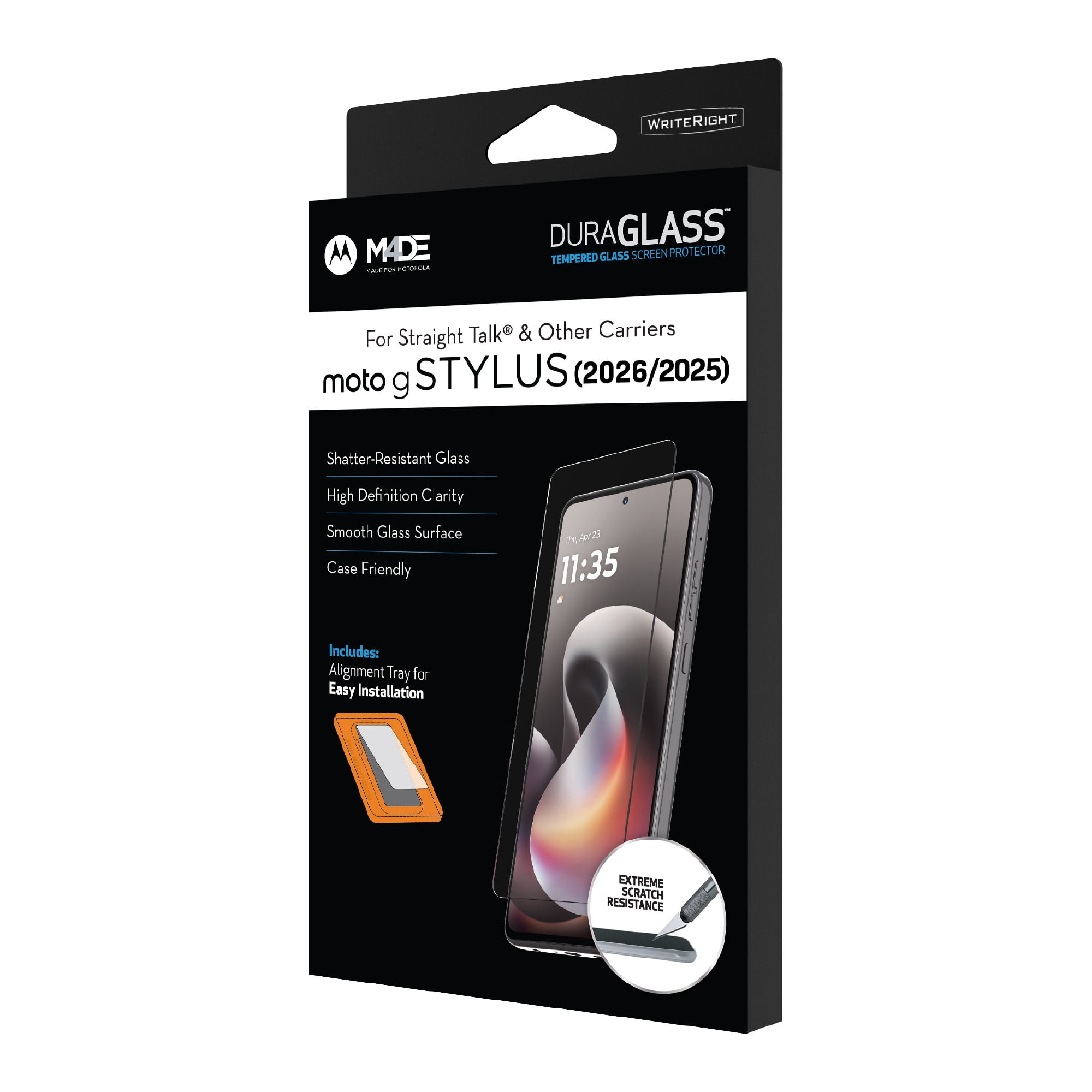 DuraGlass Tempered Glass Screen Protector for Motorola moto g STYLUS (2026 / 2025) with Quick Application Tray