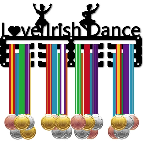 Dance Medal Hanger Medals Holder Display Sports Competition Awards Lanyard Ribbon Holder Small Frame Rack Wall Mount Hanging 40  Medals for Medalists Dancer 11.4 x 5.1Inch-Love Irish Dance