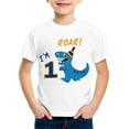 thumbnail image 3 of XUELUO Boys Athletic Shirts Summer Birthday Cartoon Dinosaur Print Round Neck Short Sleeve Outdoor T Shirts Sportwear,White,10-11 Years, 3 of 3