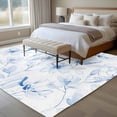 thumbnail image 4 of Large Area Rugs for Living Room Bedroom, Blue Flower 5'x8' Rug Washable Carpet Runner Indoor Outdoor, Watercolor Floral Botanical Line Drawing Print Non Slip Floor Mats Rug for Kitchen, Bathroom, 4 of 8