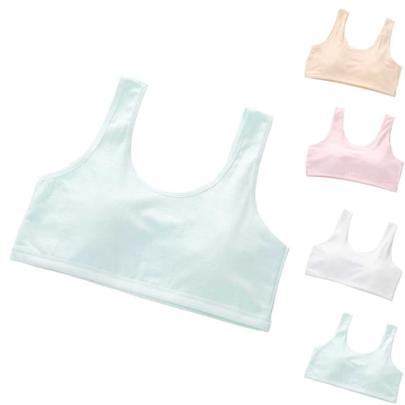 SHenli Girls Soft Training Bras 7-12 Seamless First Bra Girls Sports Bras Longline Crop - No Pads, Chest Double Lined