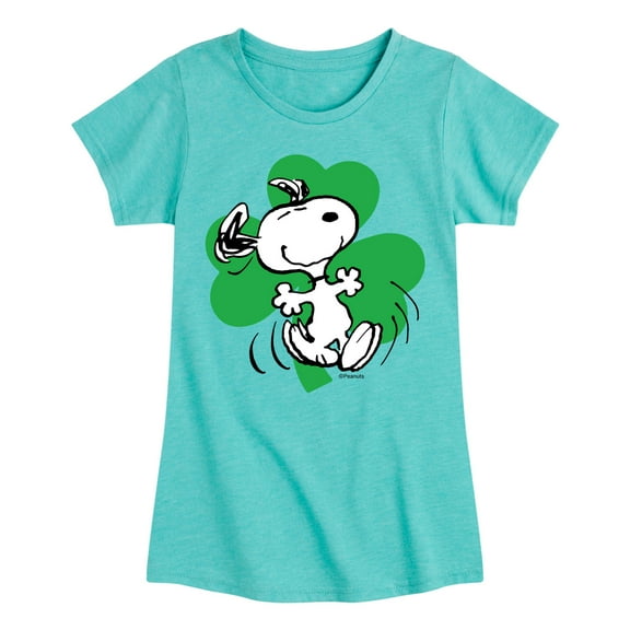 Peanuts - Dancing Snoopy Shamrock - Toddler and Youth Girls Short Sleeve Graphic T-Shirt