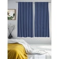 thumbnail image 4 of Navy Blue Striped Semi Sheer Window Curtains 72 Inches Long, Navy Blue White Farmhouse Stripes Rod Pocket Voile Chiffon Curtain Light Filtering Drapes for Living Room, Kitchen, 52"x72", 2 Panels, 4 of 9