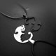 thumbnail image 3 of Caliente de acero inoxidable blanco negro Gato Kitty colgante rompecabezas a juego collar cadena para pareja amante San Valentín JM, 3 of 6