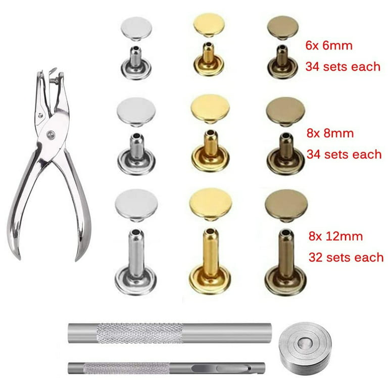 240 Set Double Cap Rivets With 3pcs Fixing Tools For Jackets Belts Jeans  Bags Clothing Fabric Leather Craft Diy Accessories Tool - Garment Rivets -  AliExpress