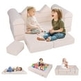 thumbnail image 1 of Costway Kids Modular Play Couch Play Set with Suede Fabric Cover High-Density Foam Beige, 1 of 10
