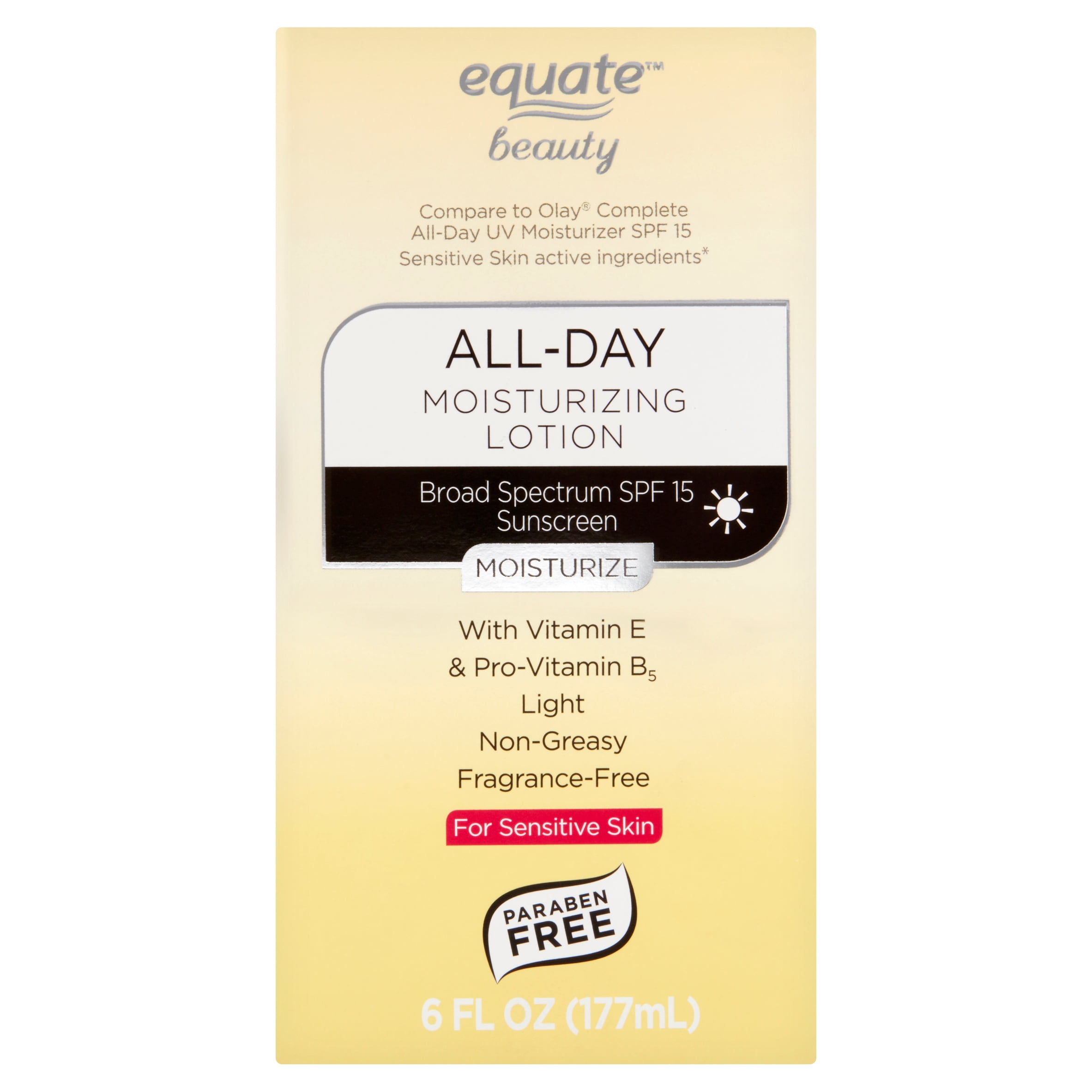 Equate Beauty All-Day Broad Spectrum Sunscreen Moisturizing Lotion, SPF 15, 6 fl oz