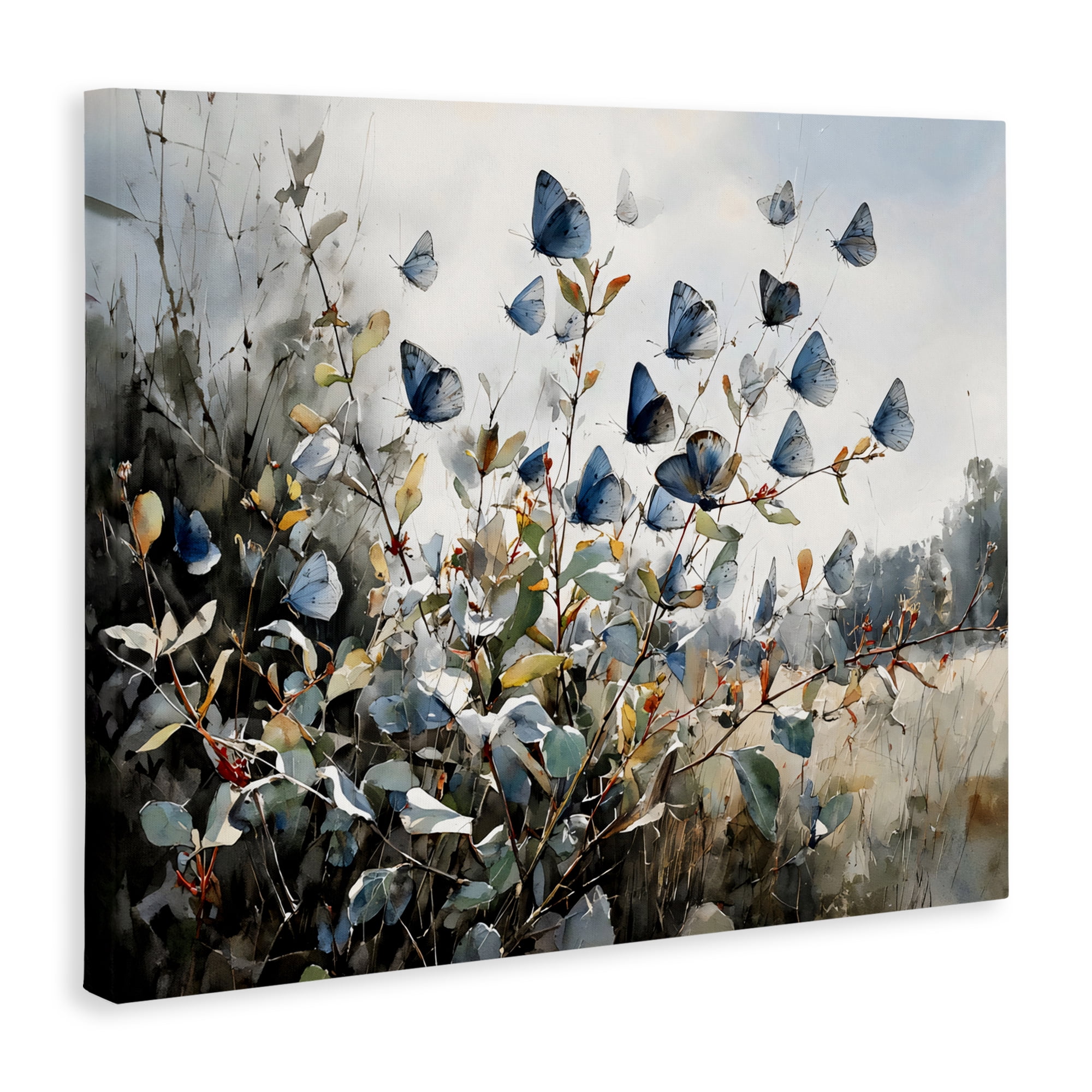 Stupell Industries Blue Butterflies Among Meadow Leaves Canvas Wall Art, design by Franklyn Gregory