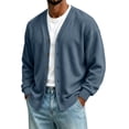 thumbnail image 2 of cllios Cardigan Sweaters for Men V Neck Casual Lightweight Button Down Knitted Cardigan Sweater Solid Color Long Sleeve Cardigans Navy S-XXXL, 2 of 6