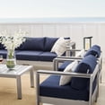 thumbnail image 1 of Modway Shore 7-Piece Fabric/Aluminum Patio Sectional Sofa Set in Navy/Silver, 1 of 14