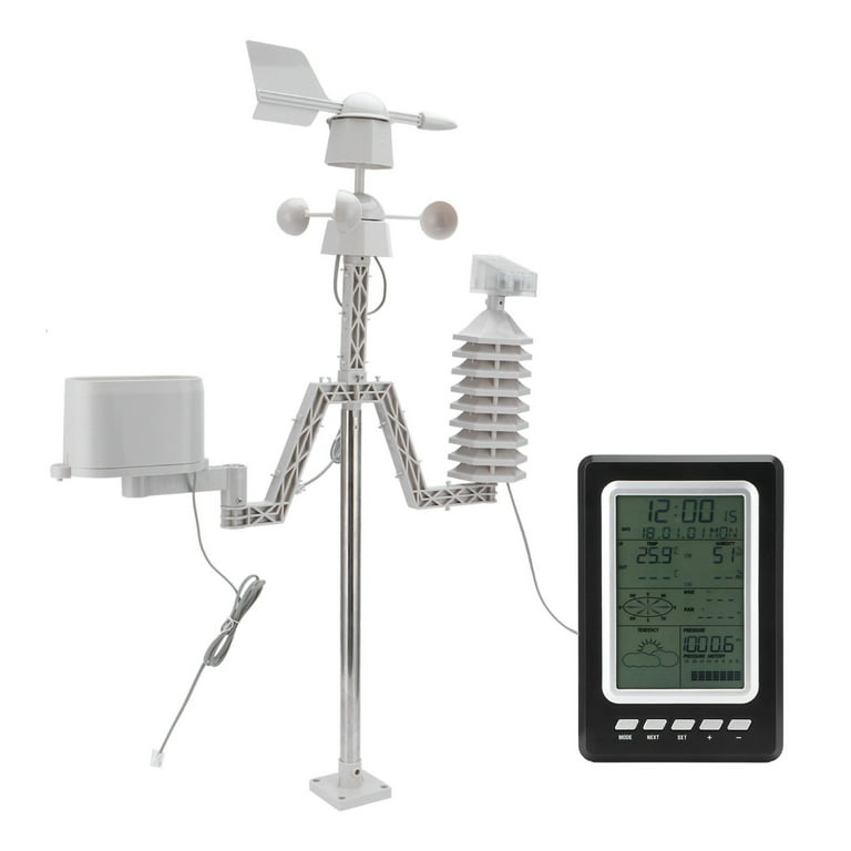 Wind Sensor, LCD Backlight Wireless Weather Station Automatic Daylight  Saving Time Adjustment for Pressure for Wind Direction for Measuring Wind  Speed 