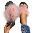 thumbnail image 4 of Quaouag Fuzzy House Shoes with Arch Support Orthotic Heel Cup Sandals Slippers for Women, 4 of 7