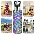 thumbnail image 7 of Yayeee 20oz Insulated Water Bottle Double Wall Stainless Steel with Flip Straw Lid, Green Wavy Pattern, 7 of 7