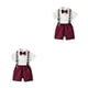 thumbnail image 4 of Sonducket Camisa de manga corta para niños Conjunto de pantalones generales Banquete Boda Pajarita Ropa Pantalones cortos con bolsillos Type12 NO12, 4 of 6