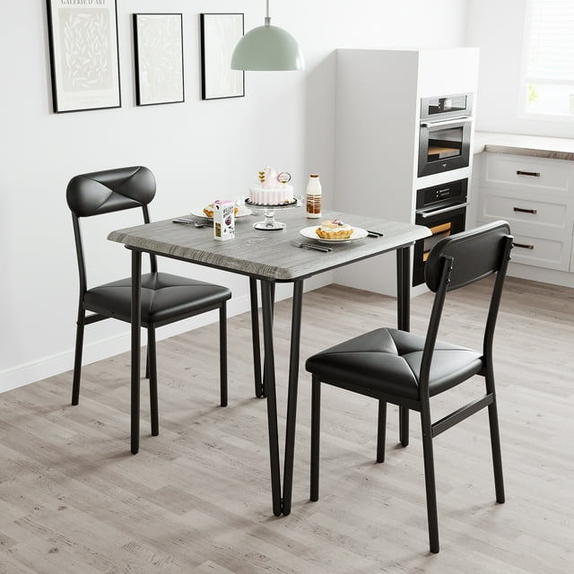 Kitchen Table for 2, Small Dining Table Set for 2, Table and Chairs Set of 2, Dinette Set for 2, Square Dinner Table Set, 3 Piece Kitchen & Dining Room Sets for Small Space, Home Office