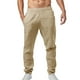 thumbnail image 1 of Pantalones de lino para hombre ligeros de verano: cintura elástica con cordón, pantalones informales de playa, poliéster, tallas S-XXXL para yoga y vacaciones, 1 of 6