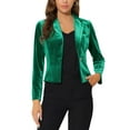 thumbnail image 1 of INSPIRE CHIC Blazer en Velours pour Femme, Col à Revers, Manches Longues, Boutonné, Veste de Tailleur pour le Travail, TG Vert Gazon, 1 of 6