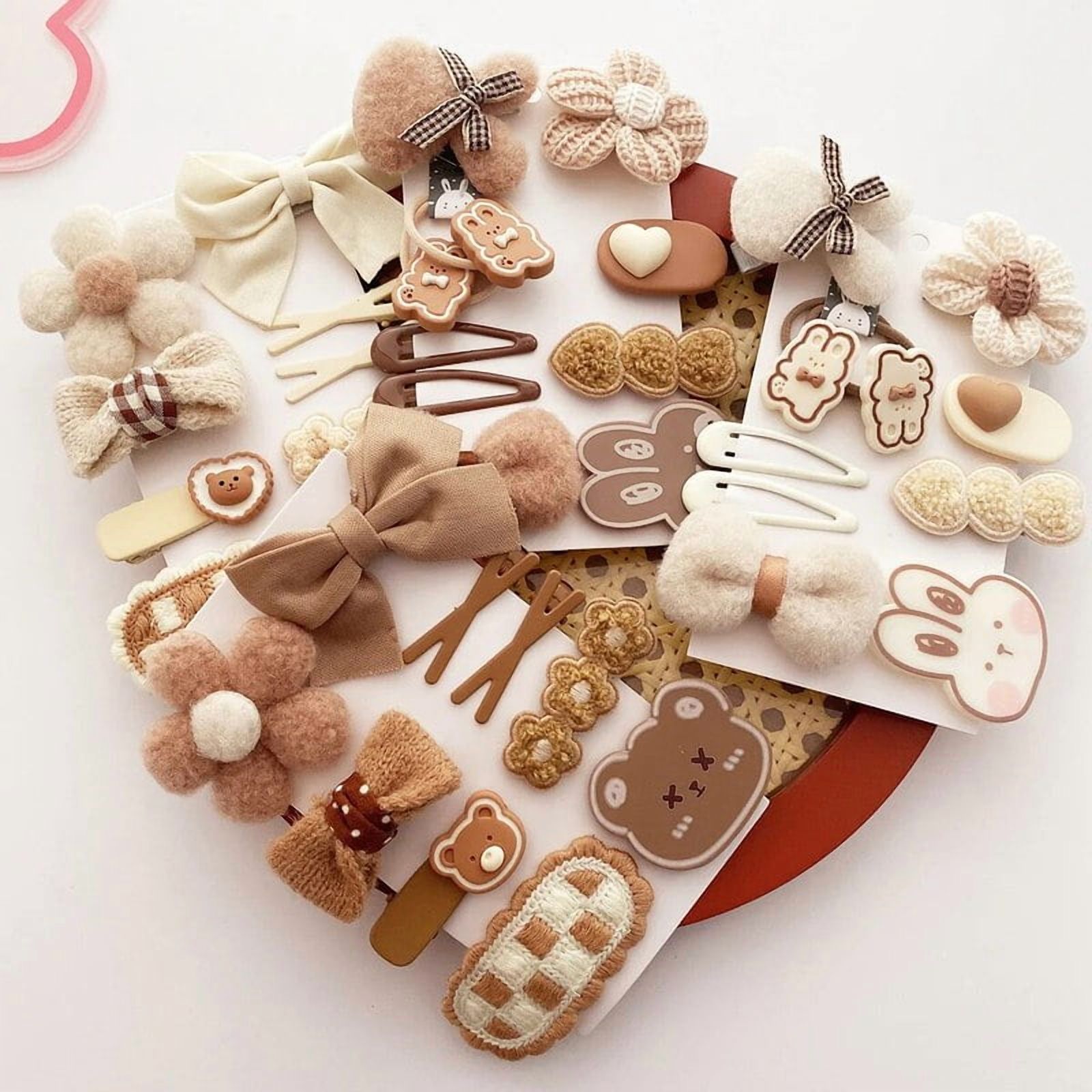 9pcs Cute Cartoon Plush Hair Clips Hair Ties Set Decorative Hair Accessories Holiday Gift For Girls