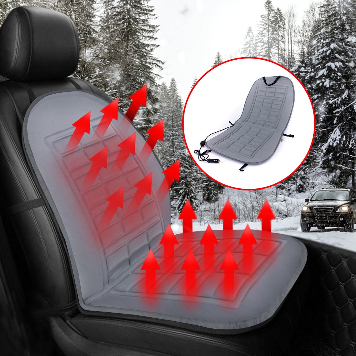 1/2x 12V Car Heated Seat Cover Cushion Gift Hot Warm Heating Warmer