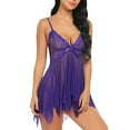 thumbnail image 3 of Lingerie for Women Lace Babydoll Sleepwear Plus Size Nightgown Sexy V Neck Nightdress, 3 of 6