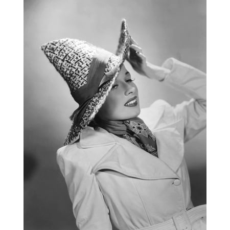 Model Portrait - Patricia Morison In Original John-Frederics Model Straw Hat Portrait