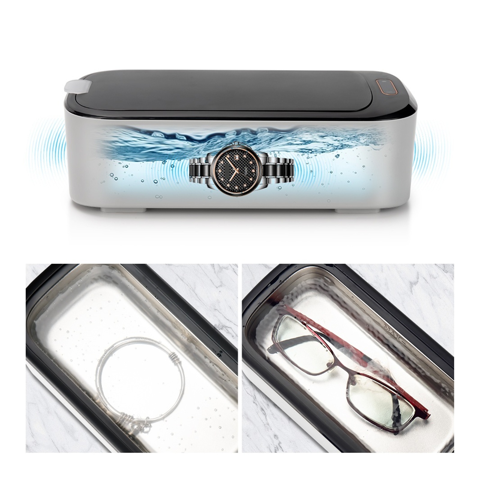Ultrasonic Cleaner 46KHz Frequency 550ml Vibration Washing Machine Jewelry Cleaning Machine