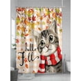 thumbnail image 5 of Fsddascl Fall Shower Curtain Set - Long 72" x 84" Washable Bathtub Curtain with 12 Hooks, Thanksgiving Autumn Cat Leaves Retro Maple Leaf Beige Plaid Waterproof Fabric Shower Curtains for Bathroom, 5 of 6