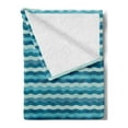 thumbnail image 2 of Abstract Soft Flannel Fleece Blanket, Ocean Themed Wave Design Marine Artwork Aquatic Color Palette Horizontal Lines, Cozy Plush for Indoor and Outdoor Use, 50" x 70", Teal Turquoise, by Ambesonne, 2 of 5