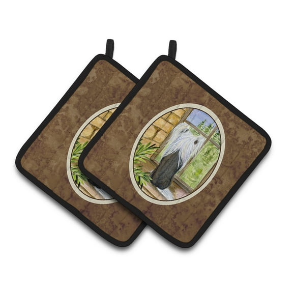 Caroline's Treasures SS8121PTHD Chinese Crested Pair of Pot Holders, 7.5HX7.5W, multicolor